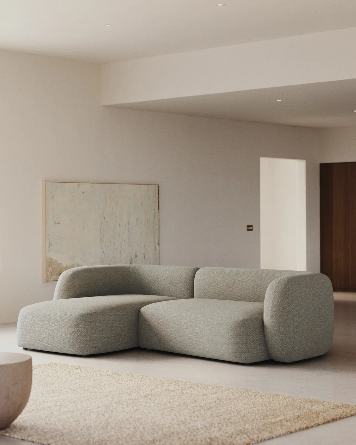 3-Sitzer-Modularsofa Martina mit Chenille und Chaiselongue links in Steinton 287 cm von Kave Home – Produktbild 2