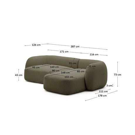 3-Sitzer-Modularsofa Martina mit Chenille und Chaiselongue rechts 287 cm von Kave Home – Bild 3