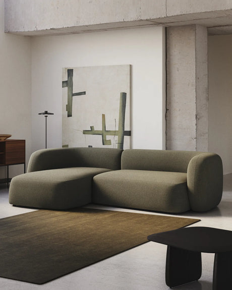 3-Sitzer-Modularsofa Martina mit grüner Chenille und Chaiselongue links 287 cm von Kave Home – Produktbild 2