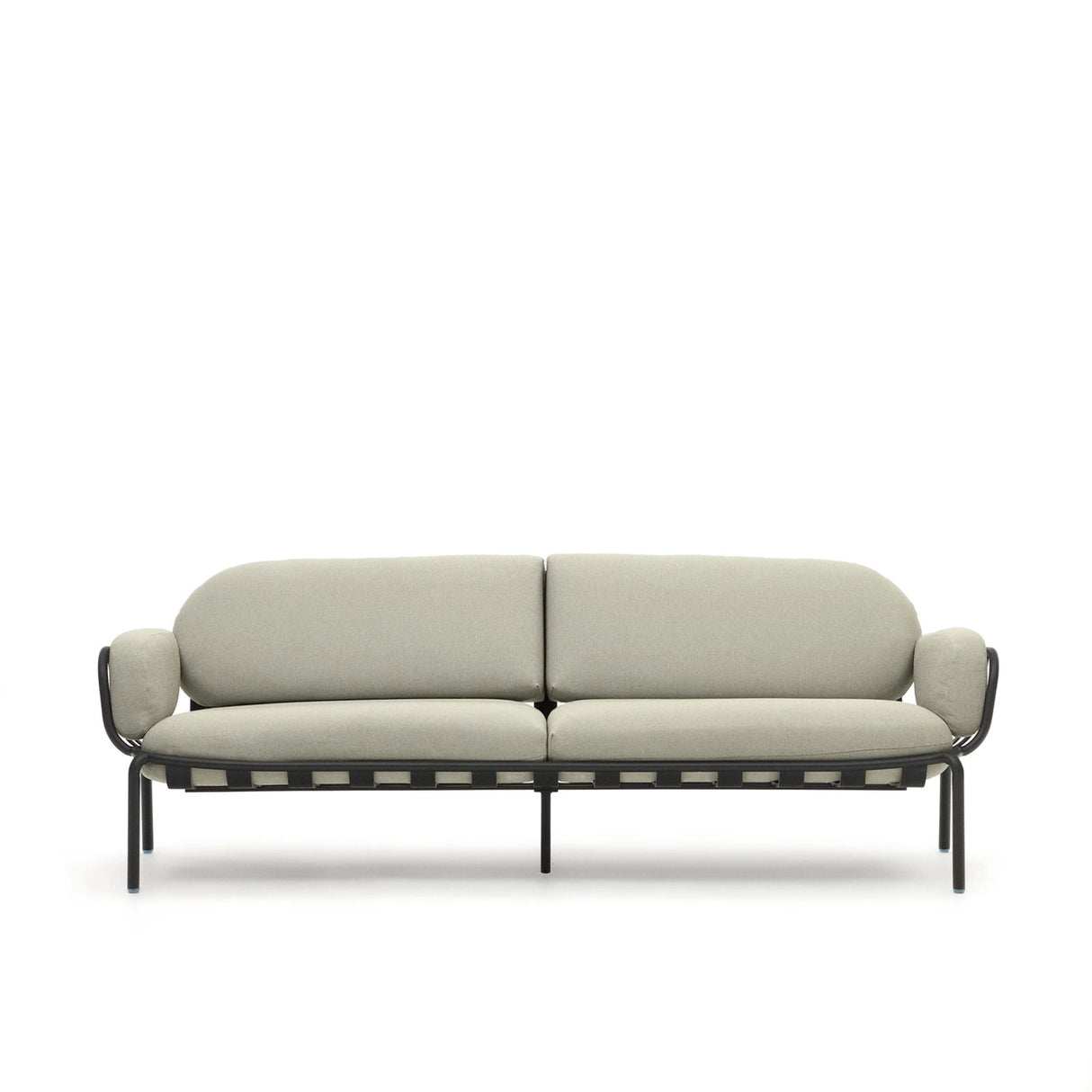 3-Sitzer-Outdoor-Sofa Joncols mit Bezug in Beige aus Aluminium mit grau lackiertem Finish 225 cm von Kave Home – Produktbild 1