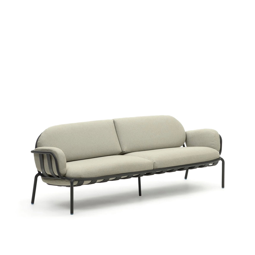 3-Sitzer-Outdoor-Sofa Joncols mit Bezug in Beige aus Aluminium mit grau lackiertem Finish 225 cm von Kave Home – Produktbild 4