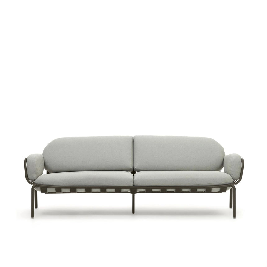 3-Sitzer-Outdoor-Sofa Joncols mit Bezug in Grau aus Aluminium mit grün lackiertem Finish 225 cm von Kave Home – Bild 1