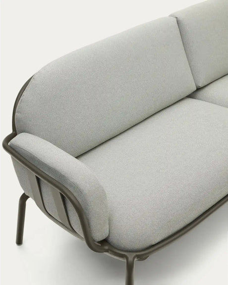 3-Sitzer-Outdoor-Sofa Joncols mit Bezug in Grau aus Aluminium mit grün lackiertem Finish 225 cm von Kave Home – Bild 11