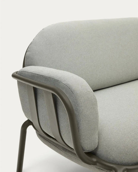 3-Sitzer-Outdoor-Sofa Joncols mit Bezug in Grau aus Aluminium mit grün lackiertem Finish 225 cm von Kave Home – Bild 12