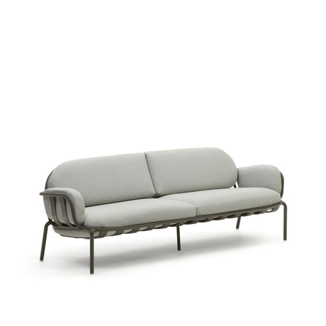 3-Sitzer-Outdoor-Sofa Joncols mit Bezug in Grau aus Aluminium mit grün lackiertem Finish 225 cm von Kave Home – Bild 4