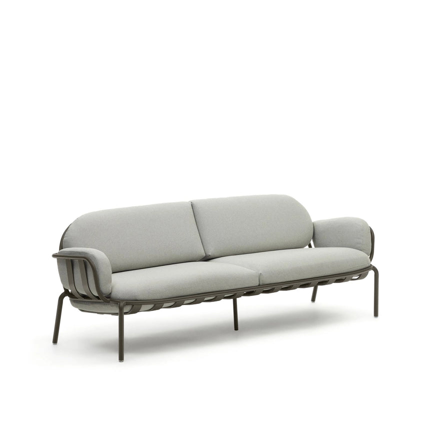 3-Sitzer-Outdoor-Sofa Joncols mit Bezug in Grau aus Aluminium mit grün lackiertem Finish 225 cm von Kave Home – Bild 4