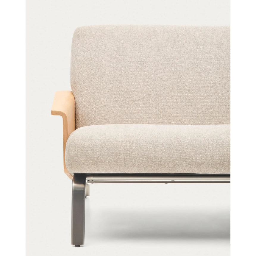 3-Sitzer-Sofa Amsen aus Eichensperrholz mit beiger Chenille und Beinen aus em gebürsteten Edelstahl 205 cm von Kave Home – Bild 9