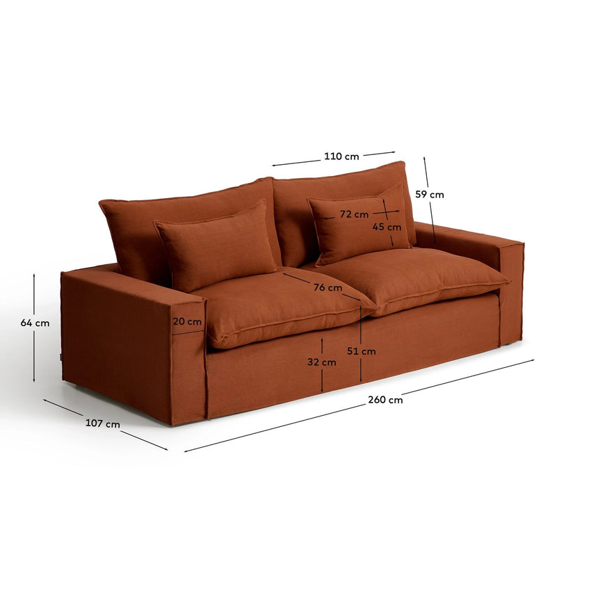 3-Sitzer-Sofa Anarela mit abnehmbarem Bezug aus 100 % Leinen, 260 cm, FSC Mix Credit von Kave Home – Bild 6