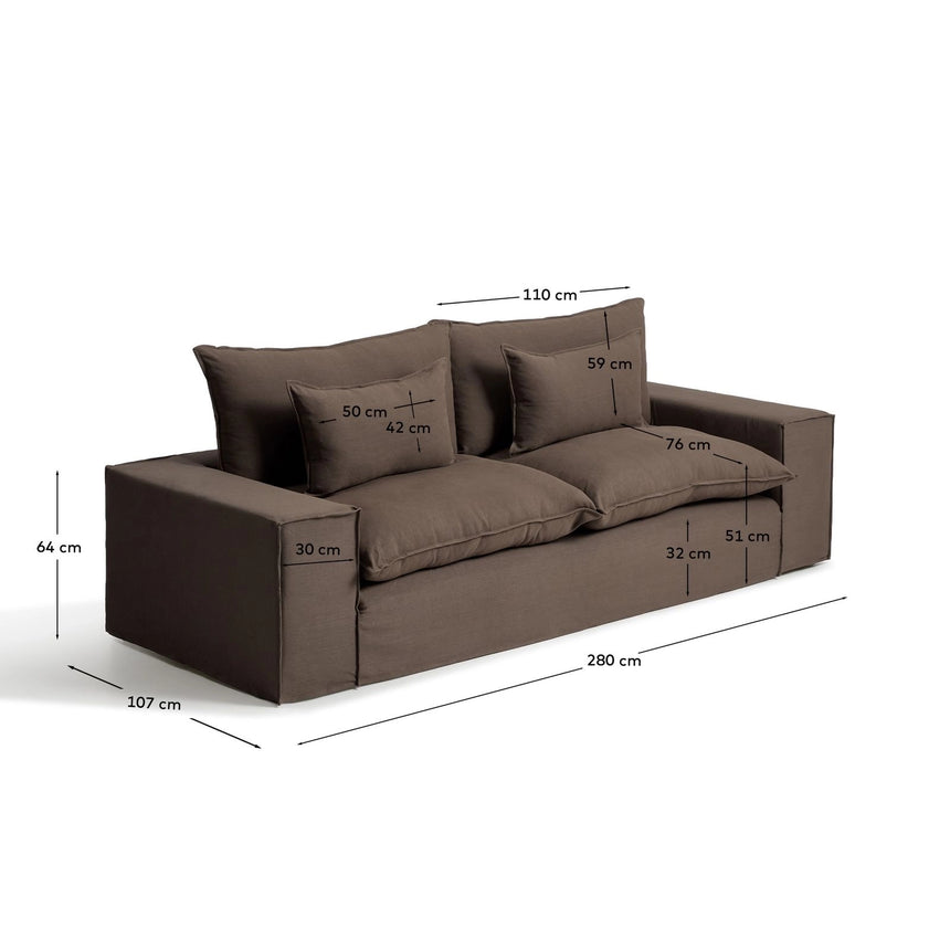 3-Sitzer-Sofa Anarela mit abnehmbarem Bezug aus 100 % Leinen in Taupe, 280 cm, FSC Mix Credit von Kave Home – Bild 5