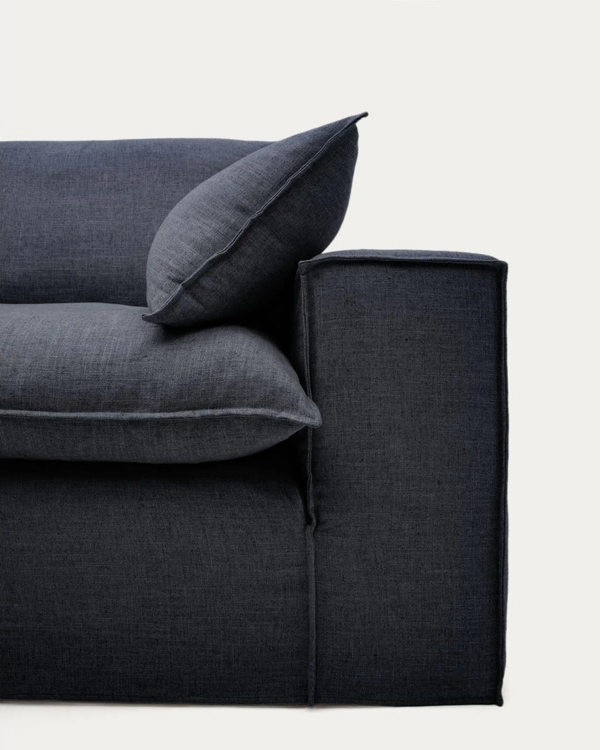 3-Sitzer-Sofa Anarela mit abnehmbarem Bezug aus Leinen und Viskose in Dunkelgrau, 260 cm, FSC Mix Credit von Kave Home – Bild 4