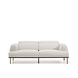 3-Sitzer-Sofa Aurum aus ecrufarbener Chenille mit verstellbarem Kopfteil und mattgrauer Metallbasis 234 cm FSC Mix Credit von Kave Home – Bild 1
