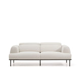 3-Sitzer-Sofa Aurum aus ecrufarbener Chenille mit verstellbarem Kopfteil und mattgrauer Metallbasis 234 cm FSC Mix Credit von Kave Home – Bild 1