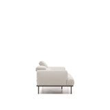 3-Sitzer-Sofa Aurum aus ecrufarbener Chenille mit verstellbarem Kopfteil und mattgrauer Metallbasis 234 cm FSC Mix Credit von Kave Home – Bild 12