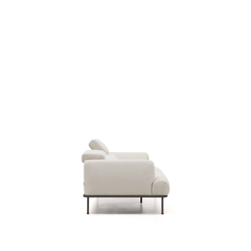 3-Sitzer-Sofa Aurum aus ecrufarbener Chenille mit verstellbarem Kopfteil und mattgrauer Metallbasis 234 cm FSC Mix Credit von Kave Home – Bild 12