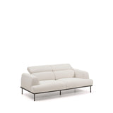 3-Sitzer-Sofa Aurum aus ecrufarbener Chenille mit verstellbarem Kopfteil und mattgrauer Metallbasis 234 cm FSC Mix Credit von Kave Home – Bild 14