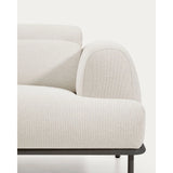 3-Sitzer-Sofa Aurum aus ecrufarbener Chenille mit verstellbarem Kopfteil und mattgrauer Metallbasis 234 cm FSC Mix Credit von Kave Home – Bild 15