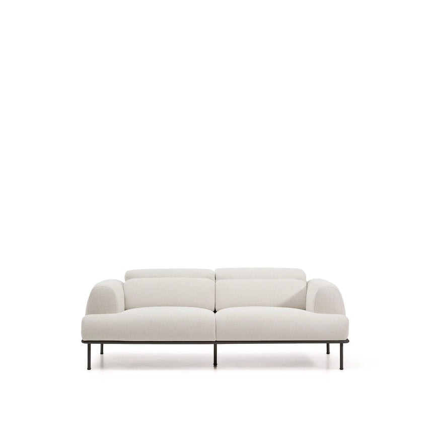 3-Sitzer-Sofa Aurum aus ecrufarbener Chenille mit verstellbarem Kopfteil und mattgrauer Metallbasis 234 cm FSC Mix Credit von Kave Home – Bild 6
