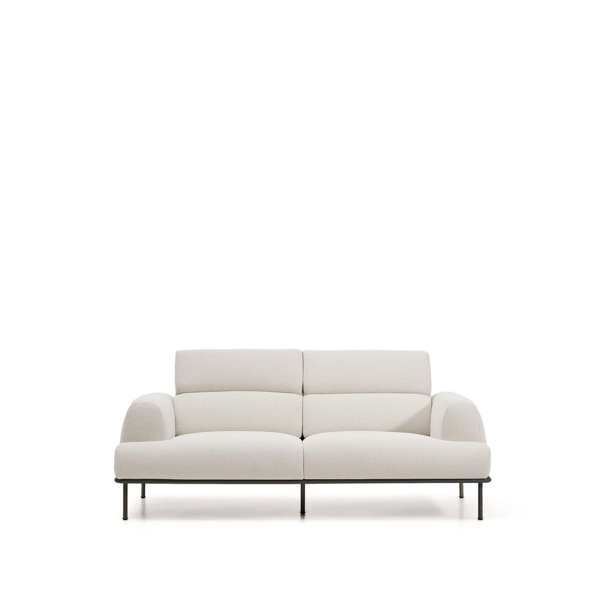 3-Sitzer-Sofa Aurum aus ecrufarbener Chenille mit verstellbarem Kopfteil und mattgrauer Metallbasis 234 cm FSC Mix Credit von Kave Home – Bild 8