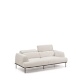 3-Sitzer-Sofa Aurum aus ecrufarbener Chenille mit verstellbarem Kopfteil und mattgrauer Metallbasis 234 cm FSC Mix Credit von Kave Home – Bild 9