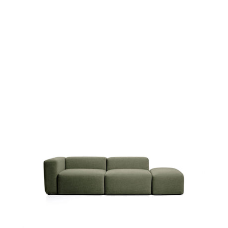 3-Sitzer-Sofa Blok mit Armlehne links und Pouf-Randmodul in moosgrüner Chenille, 270 cm, FSC Mix Credit von Kave Home – Bild 1