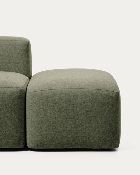 3-Sitzer-Sofa Blok mit Armlehne links und Pouf-Randmodul in moosgrüner Chenille, 270 cm, FSC Mix Credit von Kave Home – Bild 4