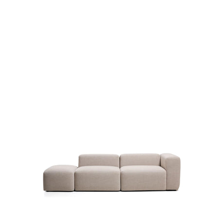 3-Sitzer-Sofa Blok mit Armlehne rechts und Pouf-Randmodul in beiger Chenille, 270 cm, FSC Mix Credit von Kave Home – Bild 1