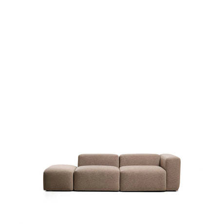 3-Sitzer-Sofa Blok mit Armlehne rechts und Pouf-Randmodul in brauner Chenille, 270 cm, FSC Mix Credit von Kave Home – Bild 1