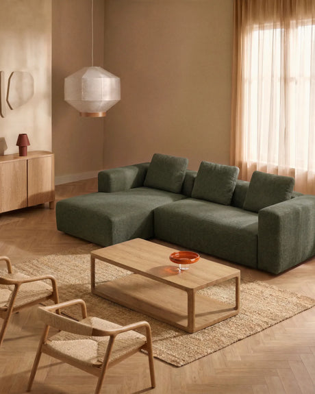 3-Sitzer-Sofa Blok mit Chaiselongue links in moosgrüner Chenille, 300 cm, FSC Mix Credit von Kave Home – Bild 2