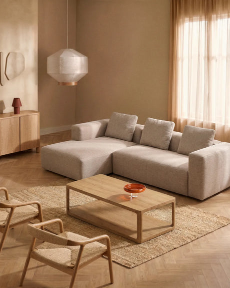 3-Sitzer-Sofa Blok mit Chaiselongue rechts in beiger Chenille, 300 cm, FSC Mix Credit von Kave Home – Bild 2