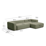 3-Sitzer-Sofa Blok mit Chaiselongue rechts in moosgrüner Chenille, 300 cm, FSC Mix Credit von Kave Home – Bild 3