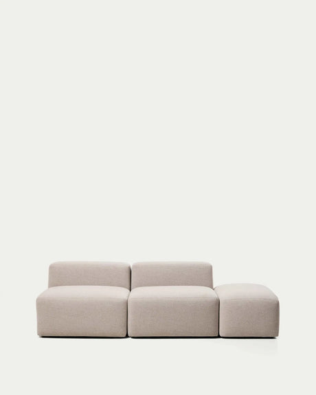 3-Sitzer-Sofa Blok mit Pouf-Randmodul in beiger Chenille, 240 cm, FSC Mix Credit von Kave Home – Bild 2