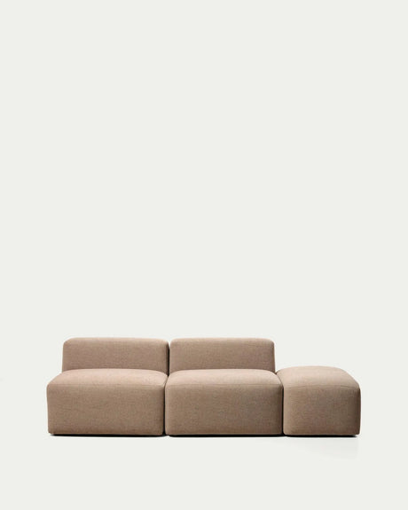 3-Sitzer-Sofa Blok mit Pouf-Randmodul in brauner Chenille, 240 cm, FSC Mix Credit von Kave Home – Bild 2