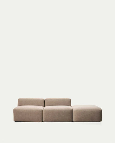 3-Sitzer-Sofa Blok mit Pouf-Randmodul in brauner Chenille, 270 cm, FSC Mix Credit von Kave Home – Bild 2
