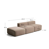 3-Sitzer-Sofa Blok mit Pouf-Randmodul in brauner Chenille, 270 cm, FSC Mix Credit von Kave Home – Bild 3