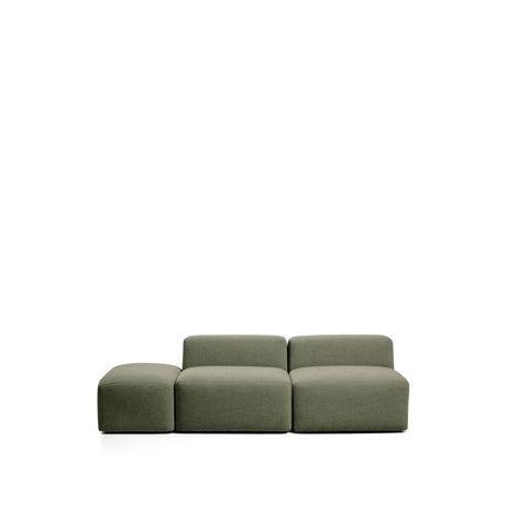 3-Sitzer-Sofa Blok mit Pouf-Randmodul in moosgrüner Chenille, 240 cm, FSC Mix Credit von Kave Home – Bild 1