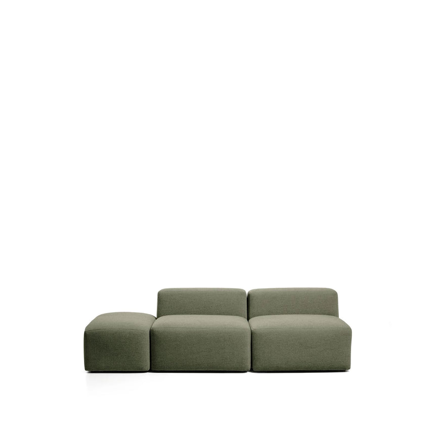3-Sitzer-Sofa Blok mit Pouf-Randmodul in moosgrüner Chenille, 240 cm, FSC Mix Credit von Kave Home – Bild 1