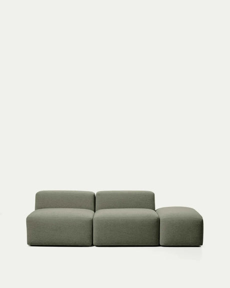 3-Sitzer-Sofa Blok mit Pouf-Randmodul in moosgrüner Chenille, 240 cm, FSC Mix Credit von Kave Home – Bild 2