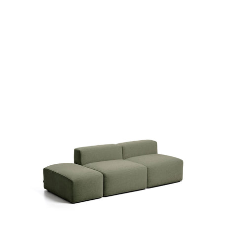 3-Sitzer-Sofa Blok mit Pouf-Randmodul in moosgrüner Chenille, 240 cm, FSC Mix Credit von Kave Home – Bild 3