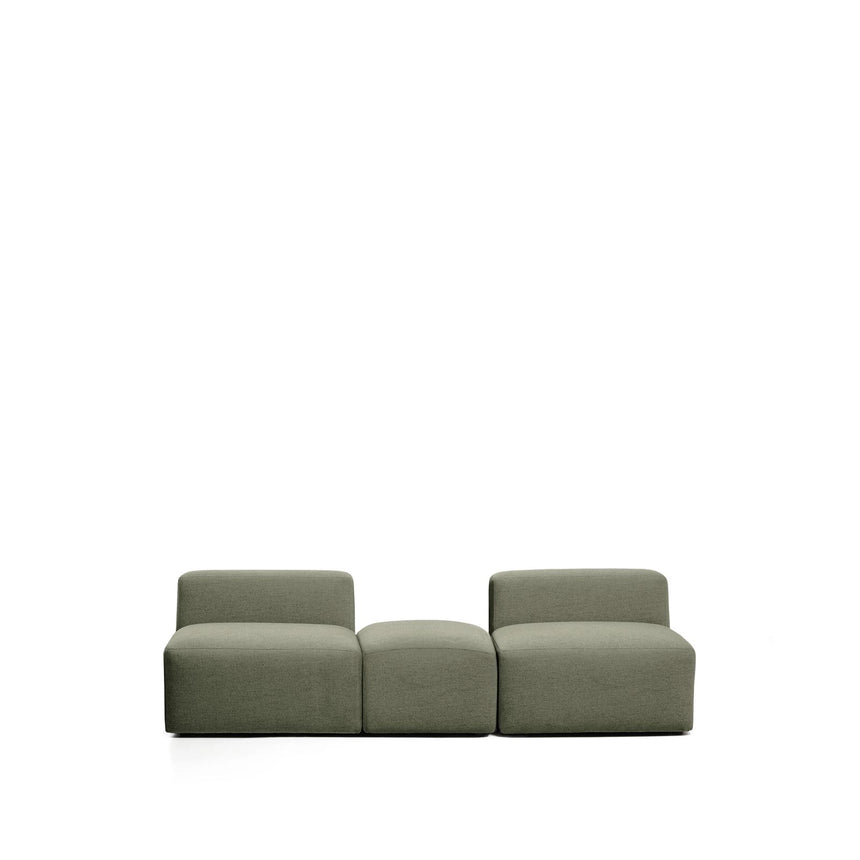 3-Sitzer-Sofa Blok mit Pouf-Randmodul in moosgrüner Chenille, 240 cm, FSC Mix Credit von Kave Home – Bild 5