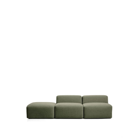 3-Sitzer-Sofa Blok mit Pouf-Randmodul in moosgrüner Chenille, 270 cm, FSC Mix Credit von Kave Home – Bild 1