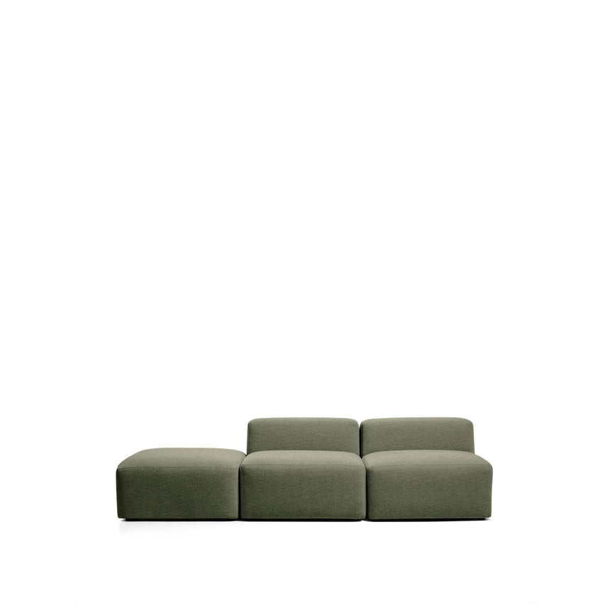 3-Sitzer-Sofa Blok mit Pouf-Randmodul in moosgrüner Chenille, 270 cm, FSC Mix Credit von Kave Home – Bild 1