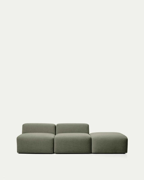 3-Sitzer-Sofa Blok mit Pouf-Randmodul in moosgrüner Chenille, 270 cm, FSC Mix Credit von Kave Home – Bild 2