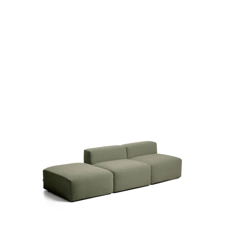 3-Sitzer-Sofa Blok mit Pouf-Randmodul in moosgrüner Chenille, 270 cm, FSC Mix Credit von Kave Home – Bild 3