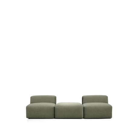 3-Sitzer-Sofa Blok mit Pouf-Randmodul in moosgrüner Chenille, 270 cm, FSC Mix Credit von Kave Home – Bild 5