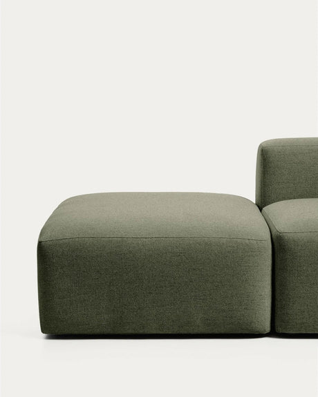 3-Sitzer-Sofa Blok mit Pouf-Randmodul in moosgrüner Chenille, 270 cm, FSC Mix Credit von Kave Home – Bild 6