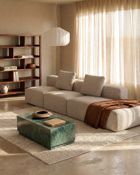 3-Sitzer-Sofa Blok mit Randmodul links in beiger Chenille, 325 cm, FSC Mix Credit von Kave Home – Bild 2