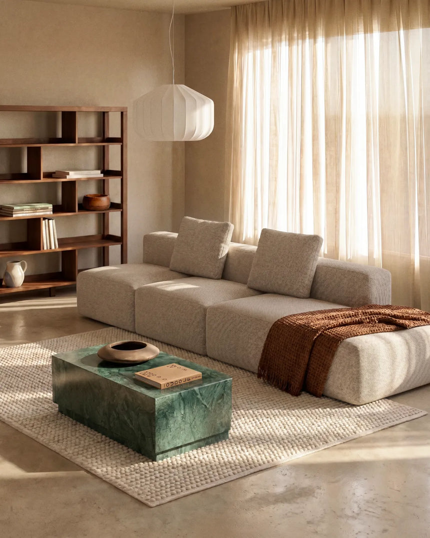 3-Sitzer-Sofa Blok mit Randmodul rechts in beiger Chenille, 325 cm, FSC Mix Credit von Kave Home – Bild 2