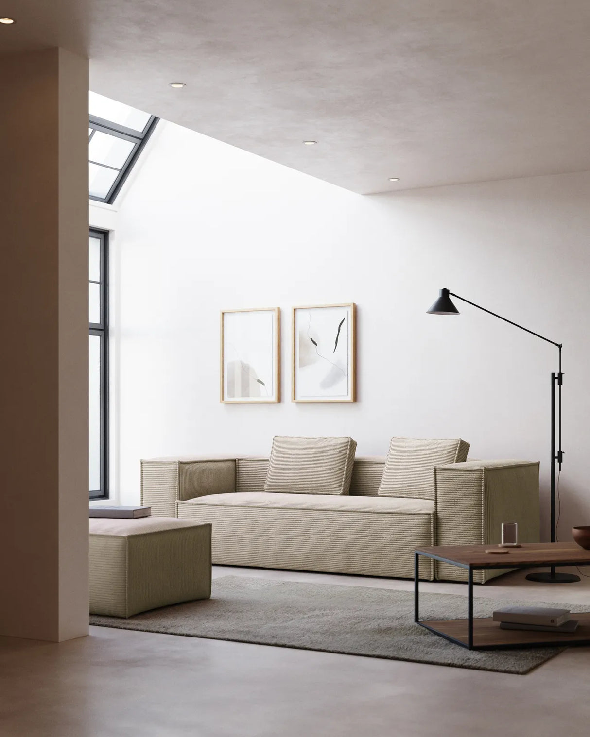 3-Sitzer-Sofa Blok mit dickem Cord in Naturfarbe 240 cm FSC Mix Credit von Kave Home – Produktbild 1