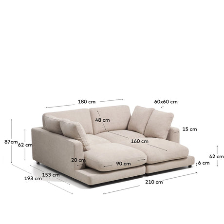 3-Sitzer-Sofa Gala aus Microbouclé mit doppelter Chaiselongue, FSC Mix Credit, 210 cm von Kave Home – Bild 2