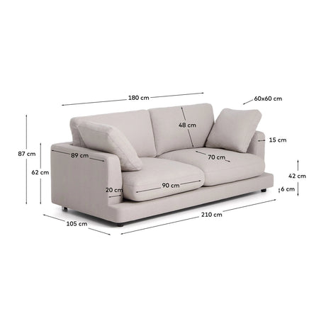 3-Sitzer-Sofa Gala aus grauem Micro-Bouclé FSC Mix Credit 210 cm von Kave Home – Produktbild 5